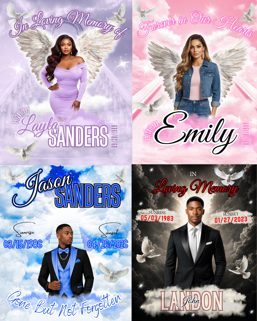 4 Editable Memorial Designs