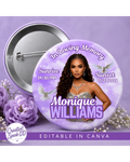 Editable Purple Memorial Button Mockup