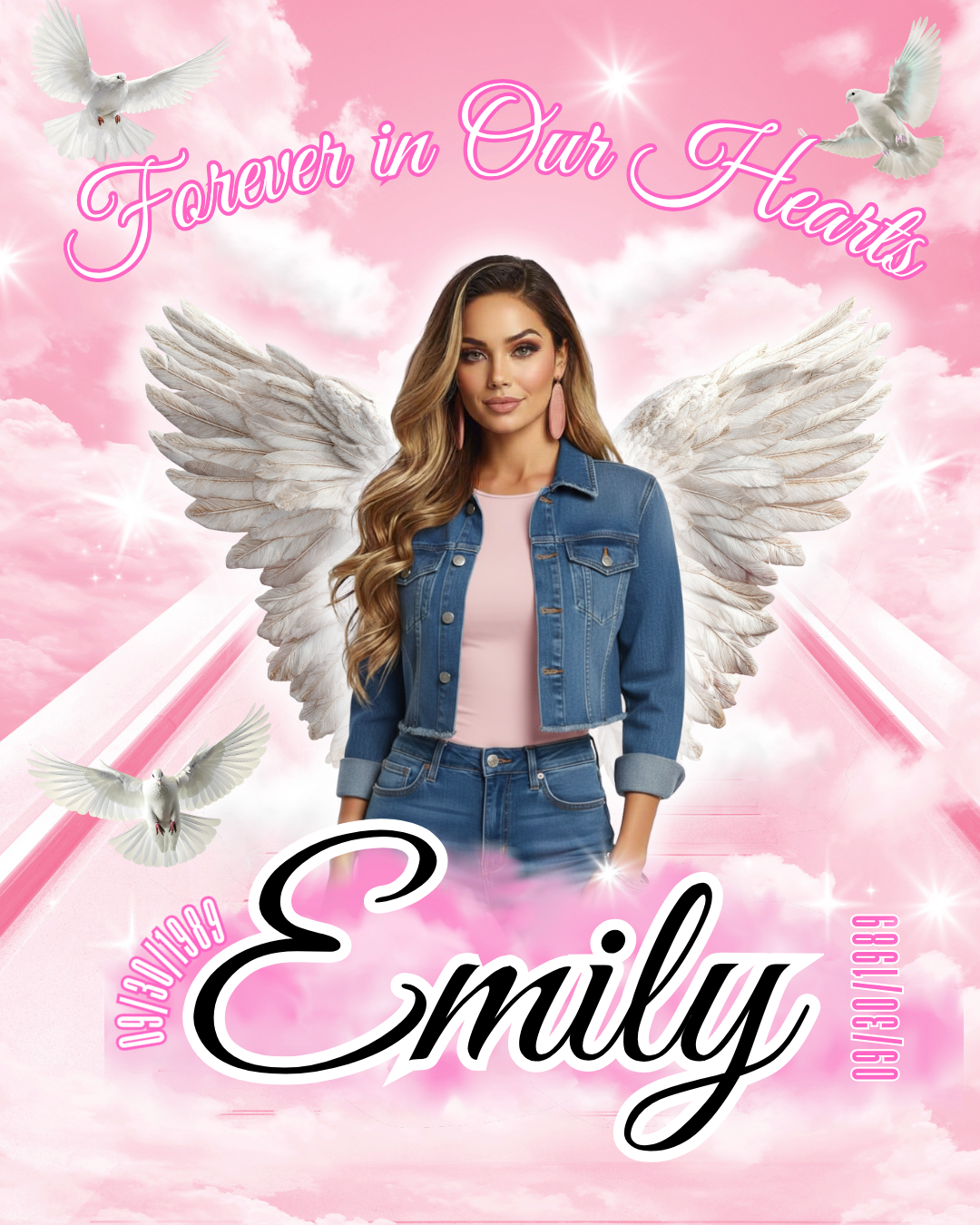 Pink Memorial Editable Design